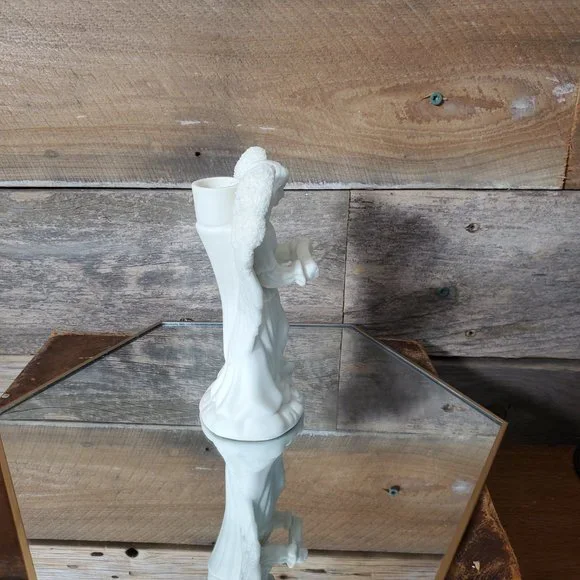 Hermitage Pottery Jade Angel Taper Candle Holder - Playing Accordion - Picture 3 of 7